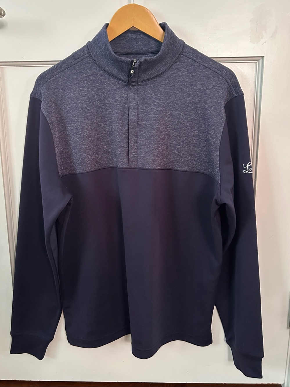 FootJoy Men's Two-Tone Quarter-Zip Sweater in Navy Heather